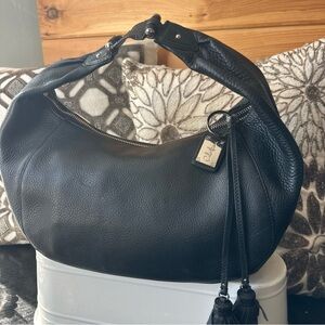 Cole Haan Chic Black Leather Crescent Hobo Bag